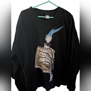 Black Graphic Sweatshirt with Perfume Bottle Design